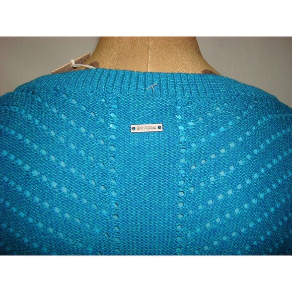 NWT New Womens L Prana Ellery Sweater Top Cotton Aqua Blue Layered LS Logo Soft - Picture 4 of 7